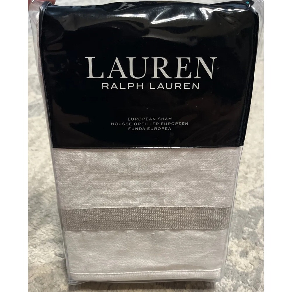 New Lauren Ralph Lauren Carolyne European Sham Off White Gray Linen